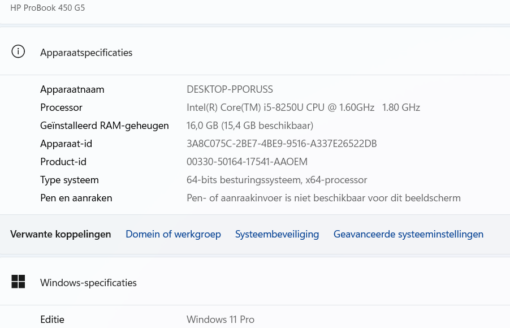 HP Probook 450 G5 , Core i5 8250U , 16 GB werkgeheugen - Afbeelding 2