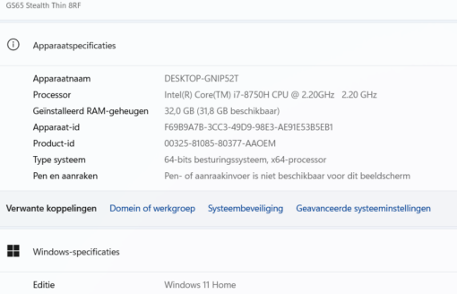 zware prestaties , licht van gewicht : MSI GS65 Stealth Thin Gaming Laptop met 8 GB Nvidia Geforce videokaart , refurbishd - Afbeelding 2