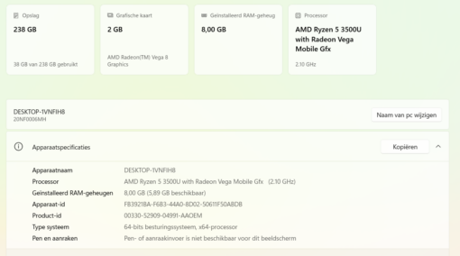Lenovo Thinkpad E595 , Ryzen 5 3500U , Radeon Rx Vega 8 video @ 2 GB - Afbeelding 2
