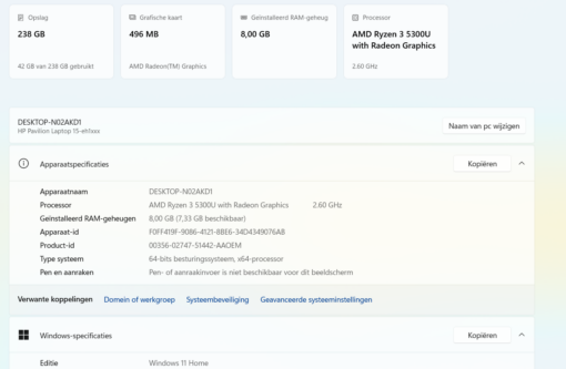 HP Pavilion 15-eh1812nd , Ryzen 3 5300U ( 8 CPU ) , verlicht toetsenbord , Radeon videokaart - Afbeelding 2