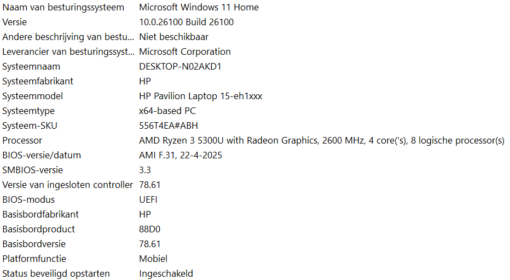 HP Pavilion 15-eh1812nd , Ryzen 3 5300U ( 8 CPU ) , verlicht toetsenbord , Radeon videokaart - Afbeelding 6