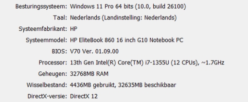 HP Elitebook 860G10 , Intel Core i7 1355U , 32 GB RAM , 512 GB SSD , garantie 10-2026 - Afbeelding 6