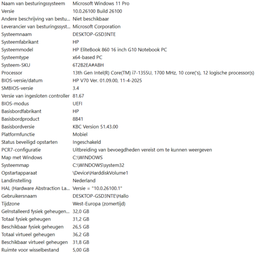 HP Elitebook 860G10 , Intel Core i7 1355U , 32 GB RAM , 512 GB SSD , garantie 10-2026 - Afbeelding 8