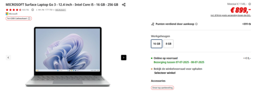 Microsoft Surface Laptop Go 3 met Intel Core i5 1245U , 16 GB RAM , touchscreen , Windows 11 Pro - Afbeelding 6