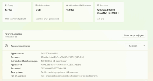 Acer Nitro A515-58 Gaming Laptop met Nvidia Geforce RTX 3060 - Afbeelding 2