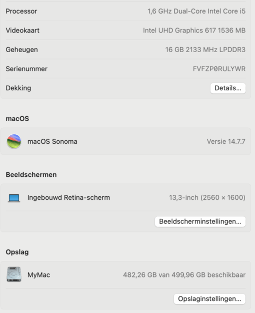 Macbook air 2019 , Core i5 , 16 GB , 500 GB SSD , refurbishd - Afbeelding 3
