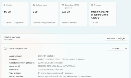 Lenovo Thinkpad P14s met Intel Core i7 10510u , 32 GB werkgeheugen en Nvidia Quadro P520 videokaart - Afbeelding 2